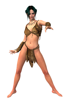 Animated Female Characterin Tribal Costume PNG Image