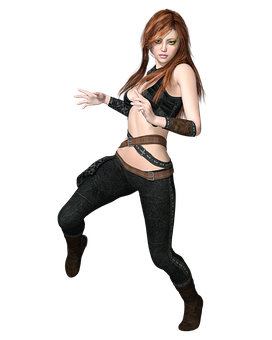 Animated Female Dancer Black Background PNG Image