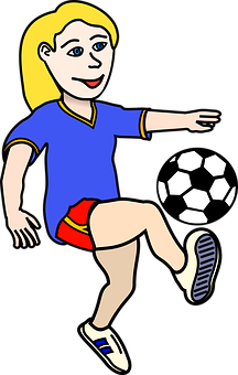 Animated Female Soccer Player Dribbling PNG Image