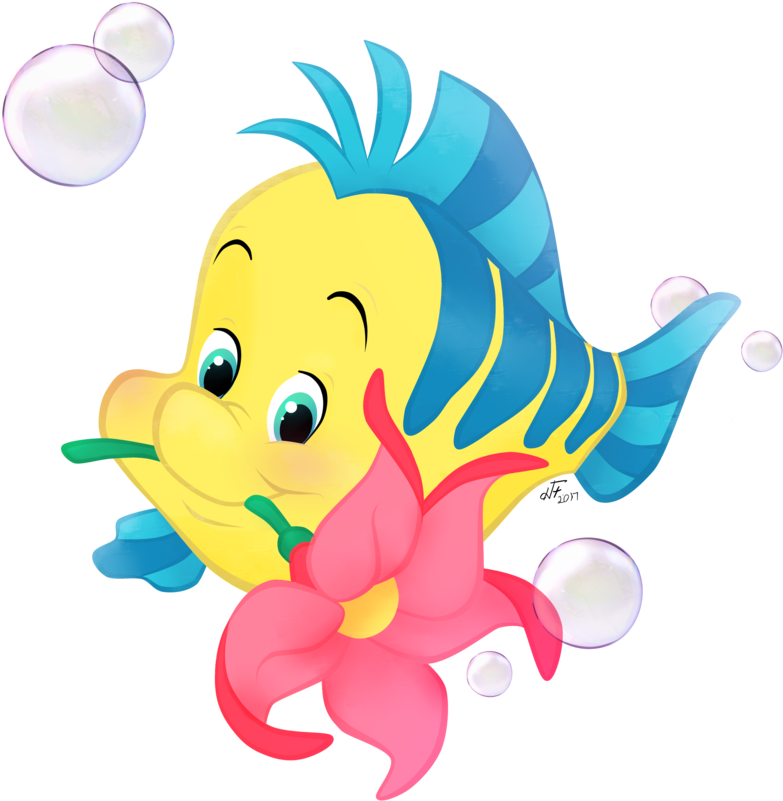 Animated Flounder With Bubbles PNG Image