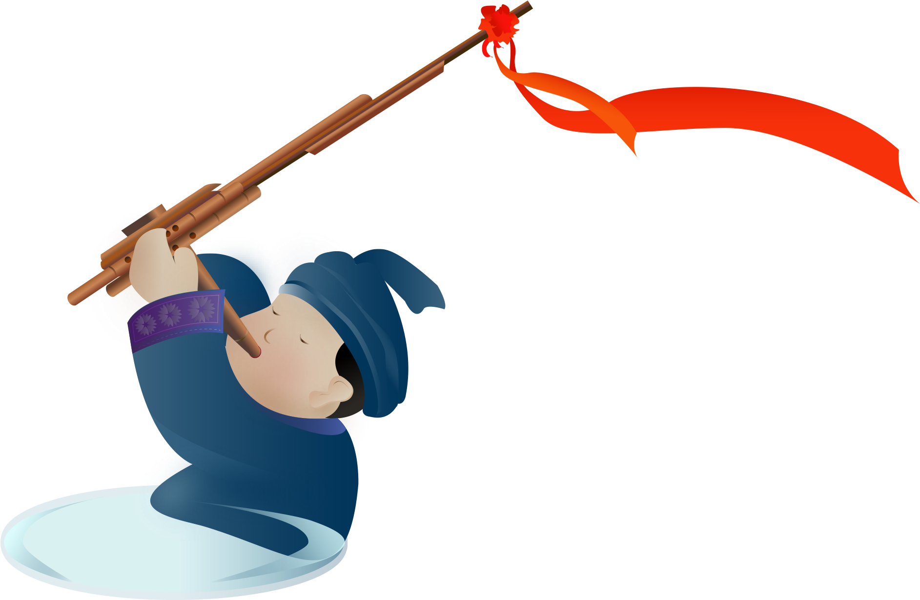 Animated Flute Player Illustration PNG Image