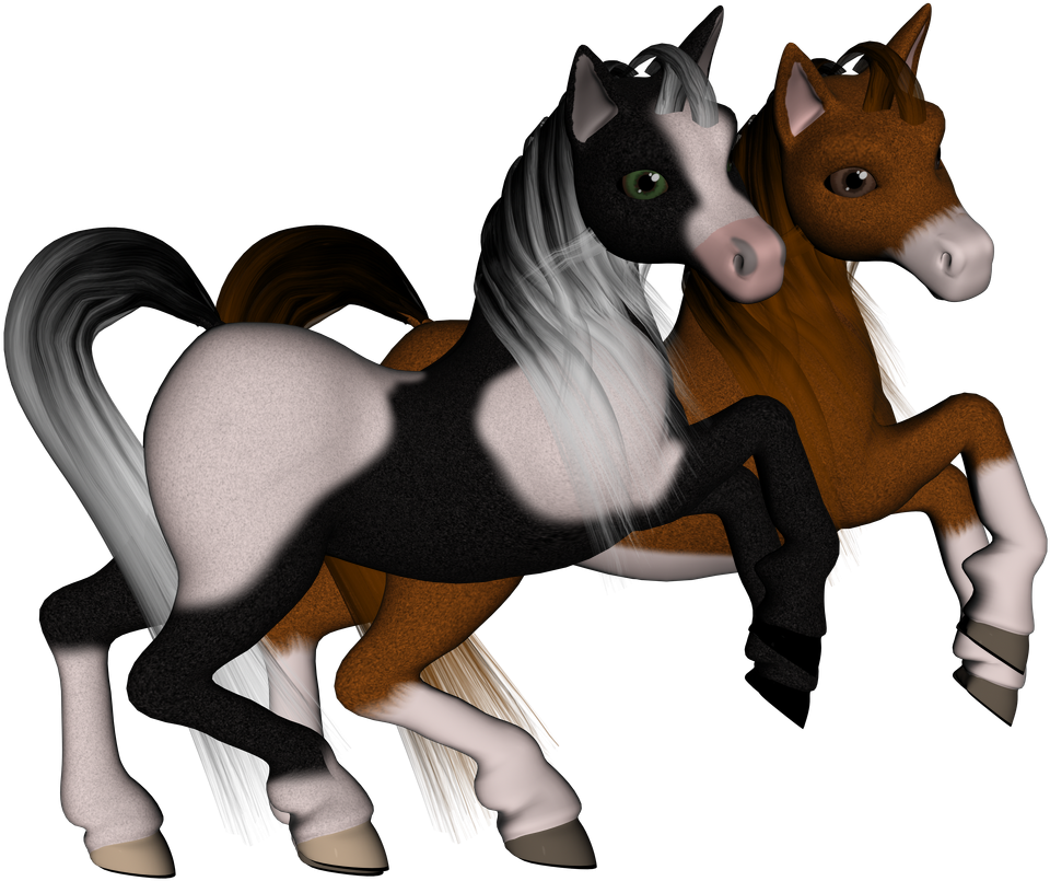 Animated Foals Playing Together PNG Image