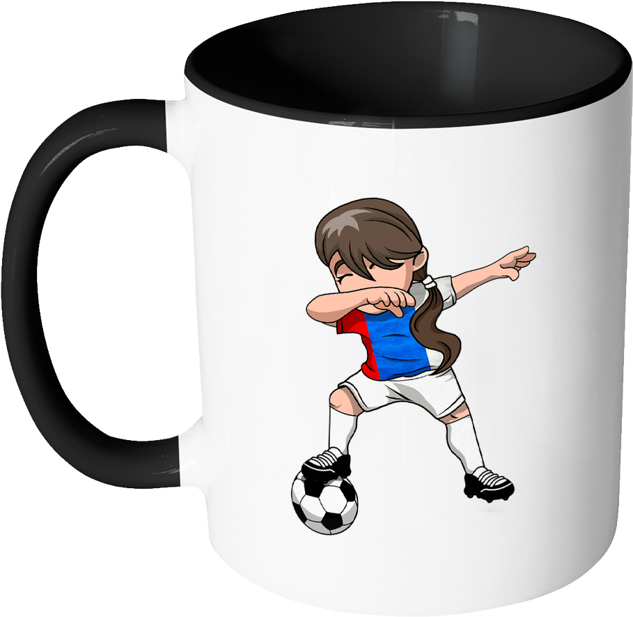 Animated Football Player Mug Design PNG Image