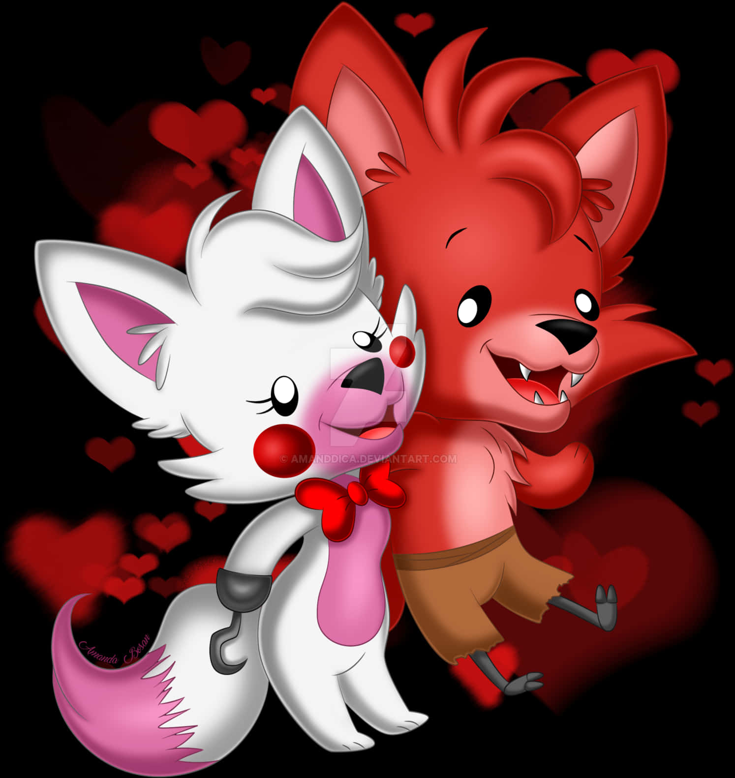 Animated Fox Couple Valentines PNG Image