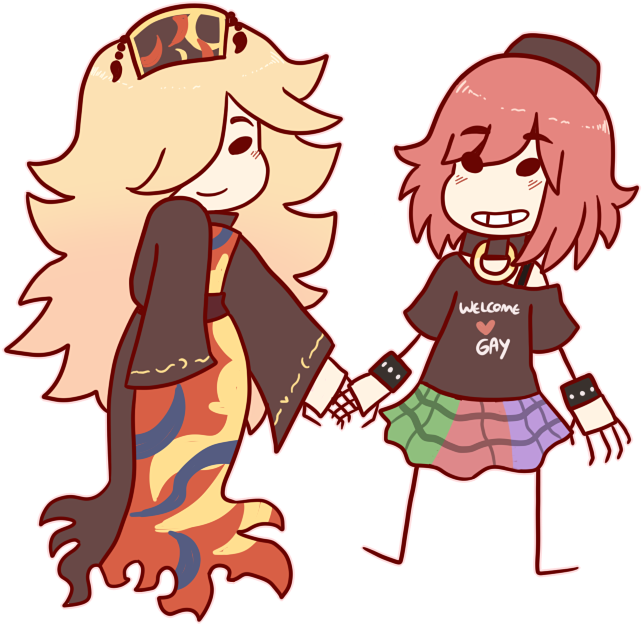 Animated Friends Holding Hands PNG Image