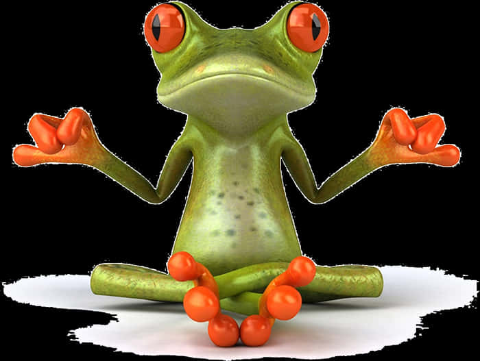 Animated Frog With Orange Eyesand Toes PNG Image