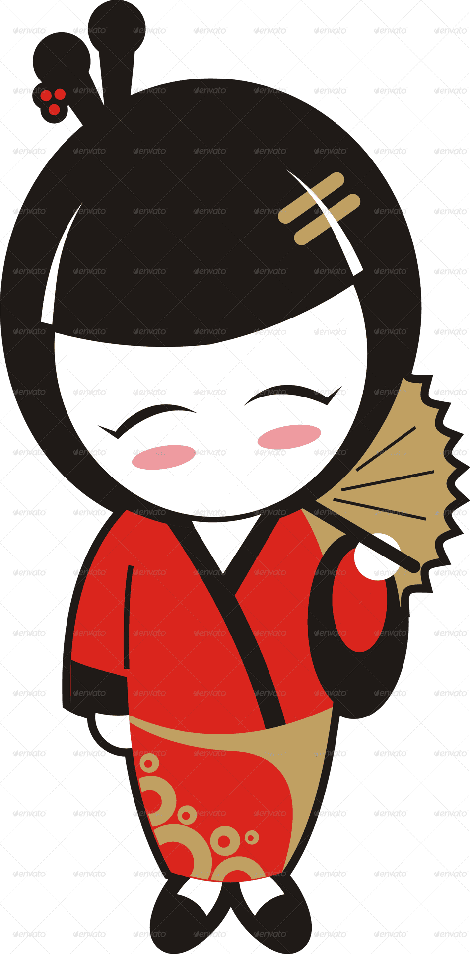 Animated Geishain Kimono PNG Image