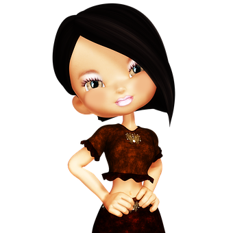 Animated Girl Character Portrait PNG Image