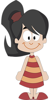 Animated Girl Character Smiling PNG Image