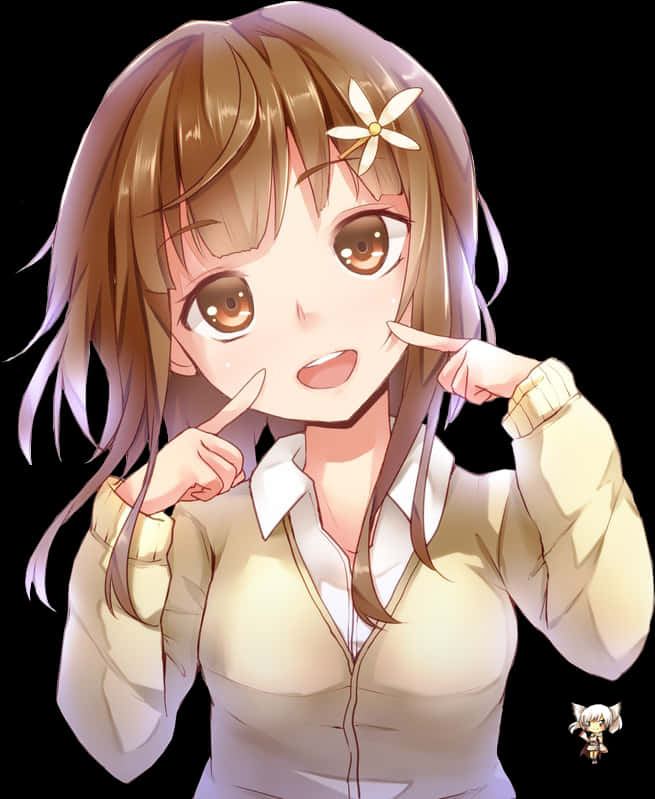 Animated Girl Cheeky Smile PNG Image