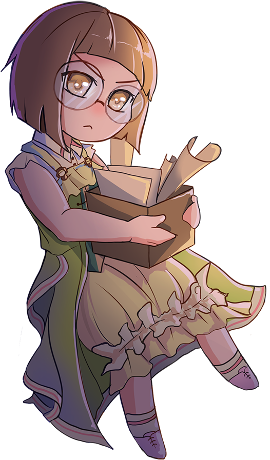 Animated Girl Holding Books PNG Image