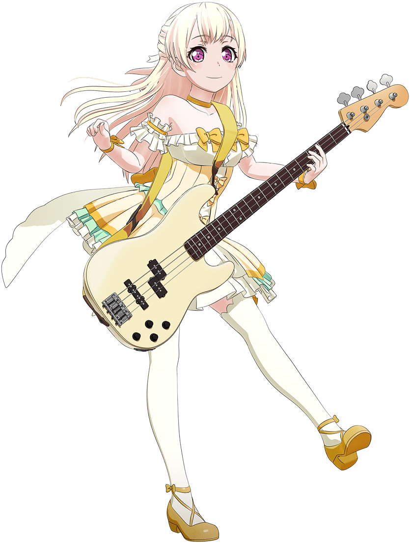 Animated Girl Playing Bass Guitar PNG Image