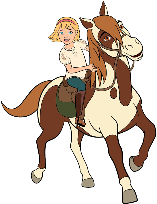 Animated Girl Riding Horse PNG Image