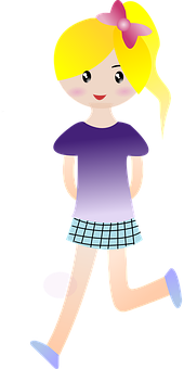 Animated Girl Walking Clipart PNG Image