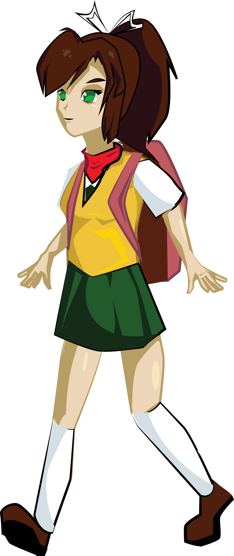 Animated Girl Walking With Backpack PNG Image