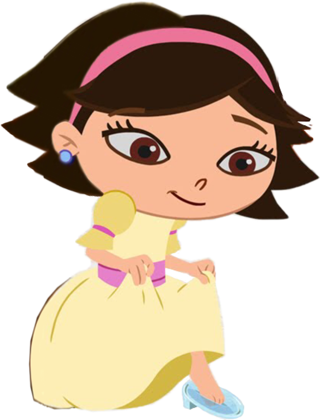 Animated Girl Yellow Dress Cartoon Character PNG Image