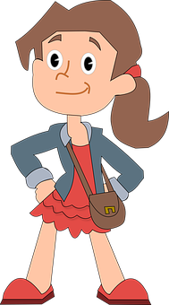 Animated Girlin Casual Outfit PNG Image