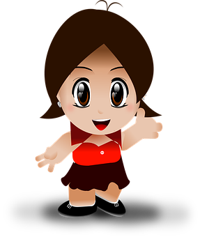 Animated Girlin Redand Brown Outfit PNG Image