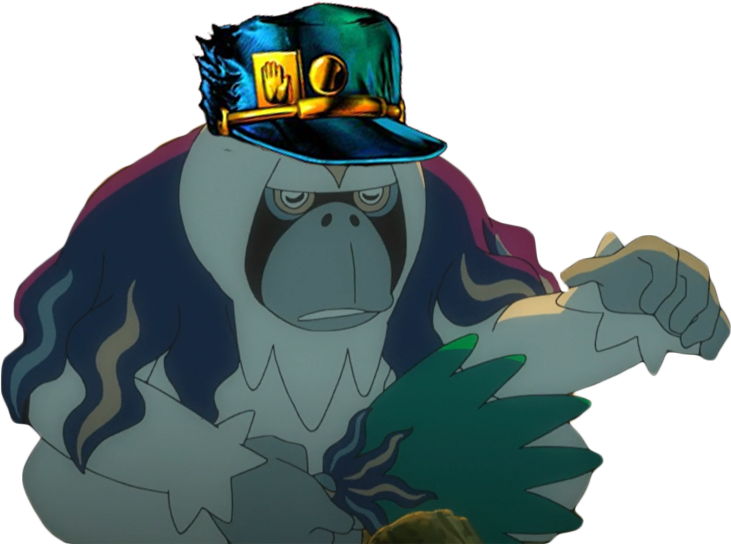 Animated Gorilla Wearing Jotaro Hat PNG Image