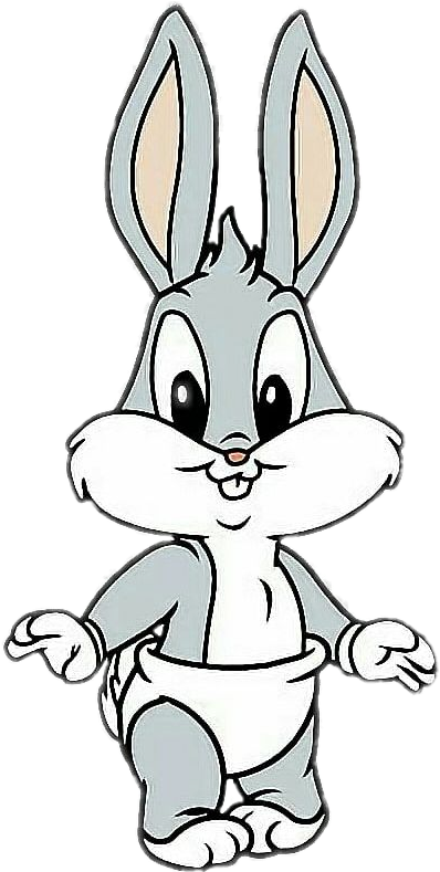 Animated Gray Bunny Cartoon PNG Image