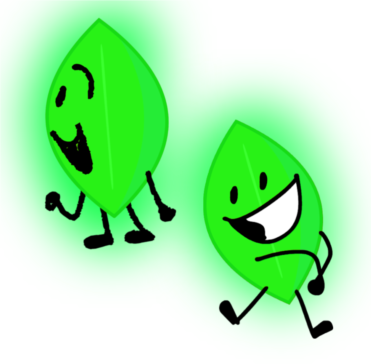 Animated Green Leaves Characters Dancing PNG Image