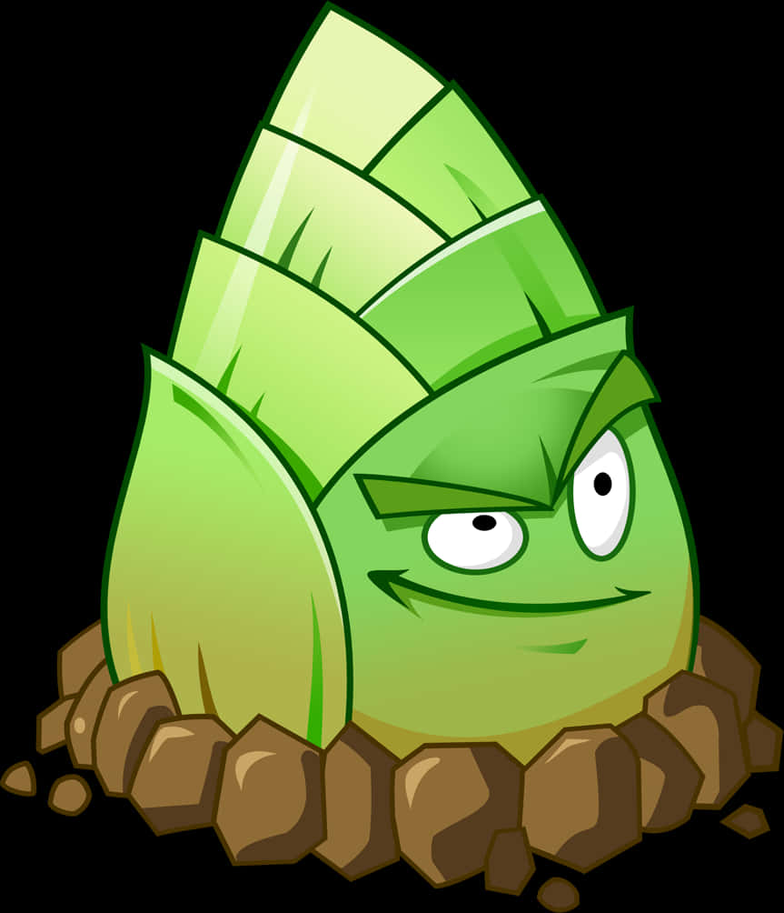 Animated Green Onion Character PNG Image