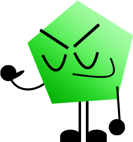 Animated Green Pentagon Character PNG Image