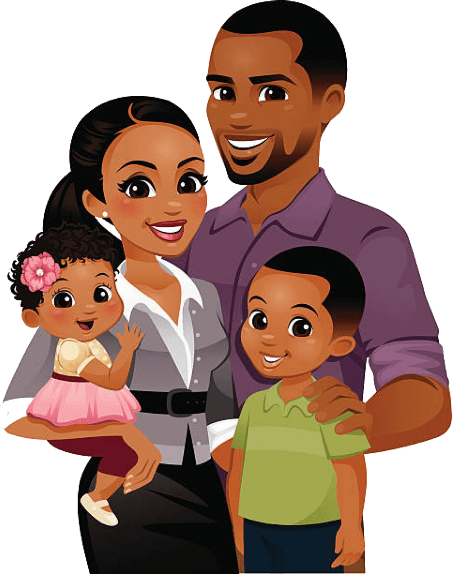 Animated Happy Family Portrait PNG Image