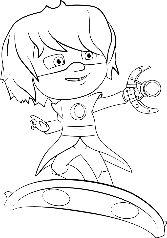 Animated Hero Boy Coloring Page PNG Image