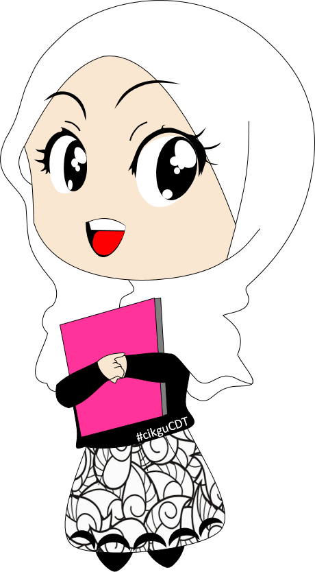 Animated Hijab Character Holding Book PNG Image