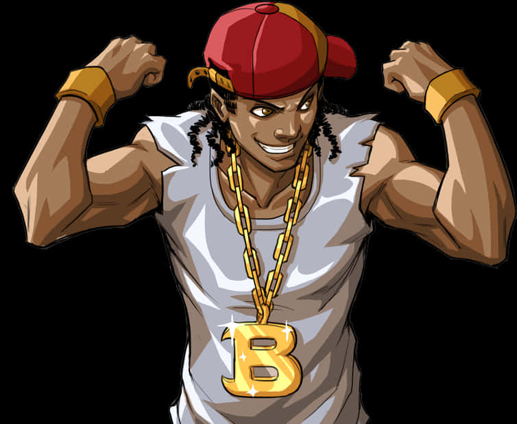 Animated Hip Hop Character Flexing Muscles PNG Image