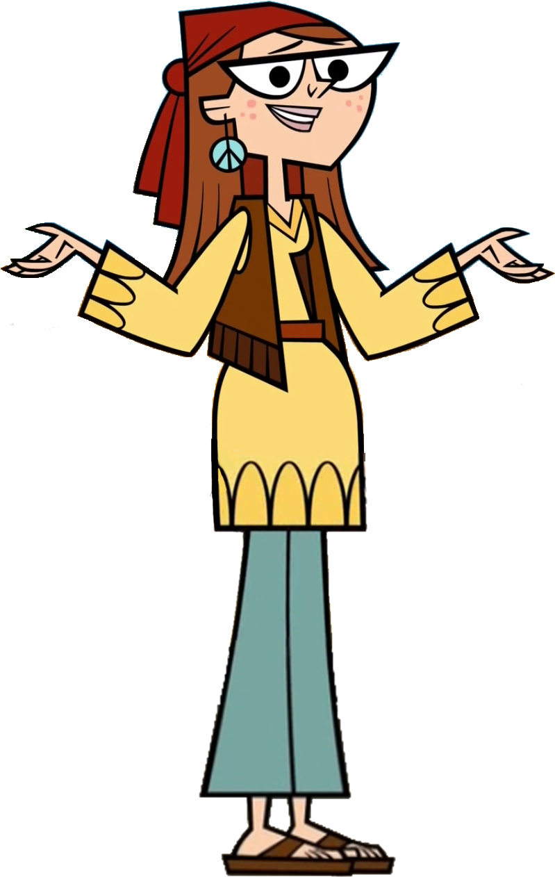 Animated Hippie Girl Character PNG Image