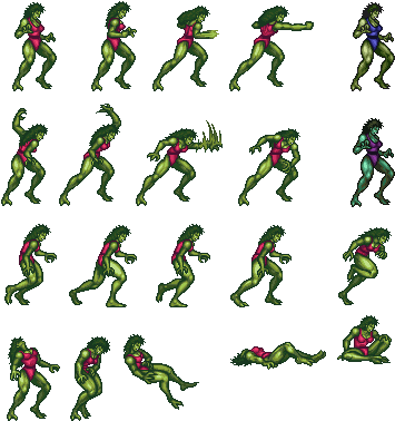 Animated Hulk Sprite Sheet PNG Image