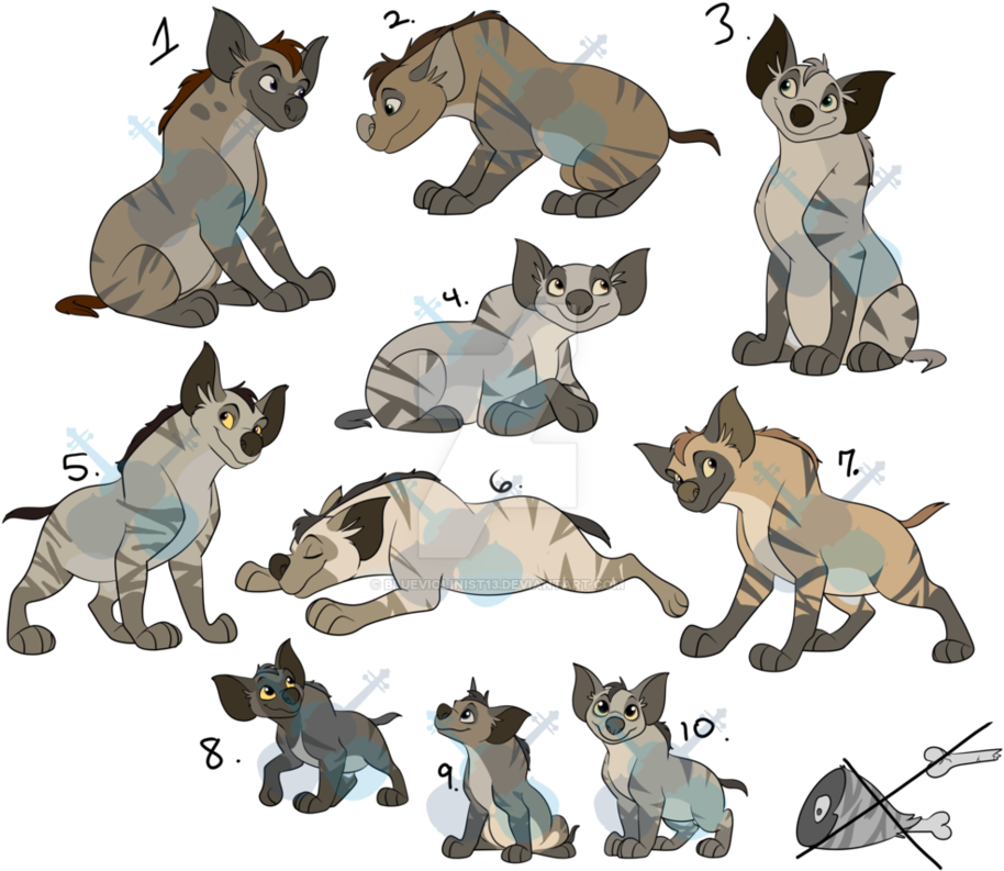 Animated Hyena Character Expressionsand Poses PNG Image