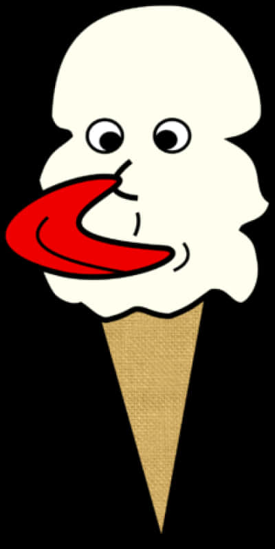 Animated Ice Cream Cone With Face PNG Image