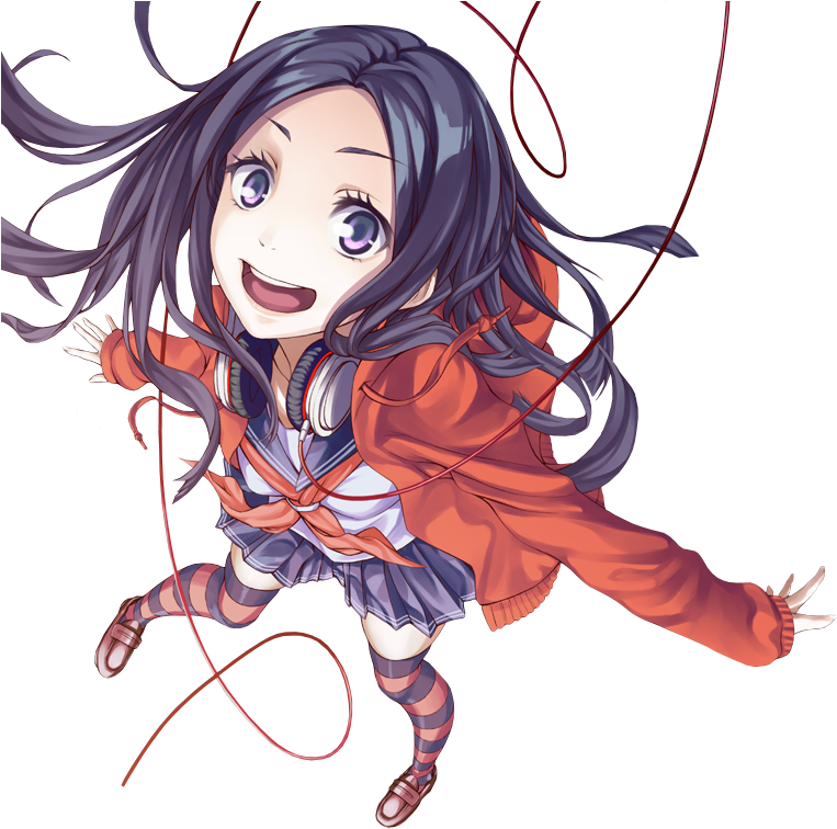 Animated Jumping Girlwith Headphones PNG Image