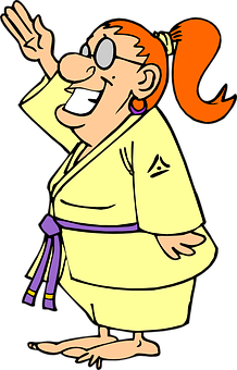 Animated Karate Woman Greeting PNG Image