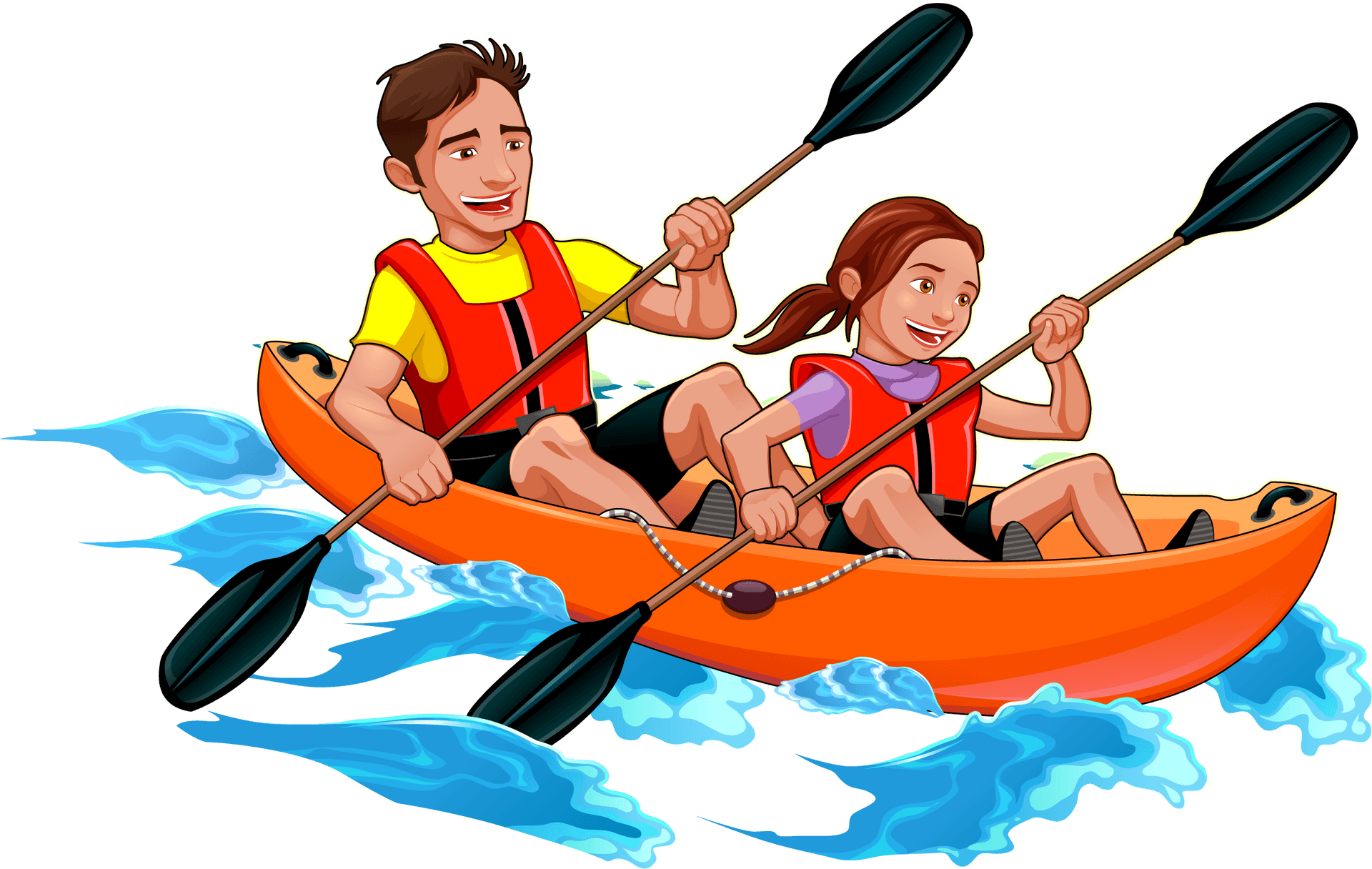 Animated Kayaking Adventure PNG Image