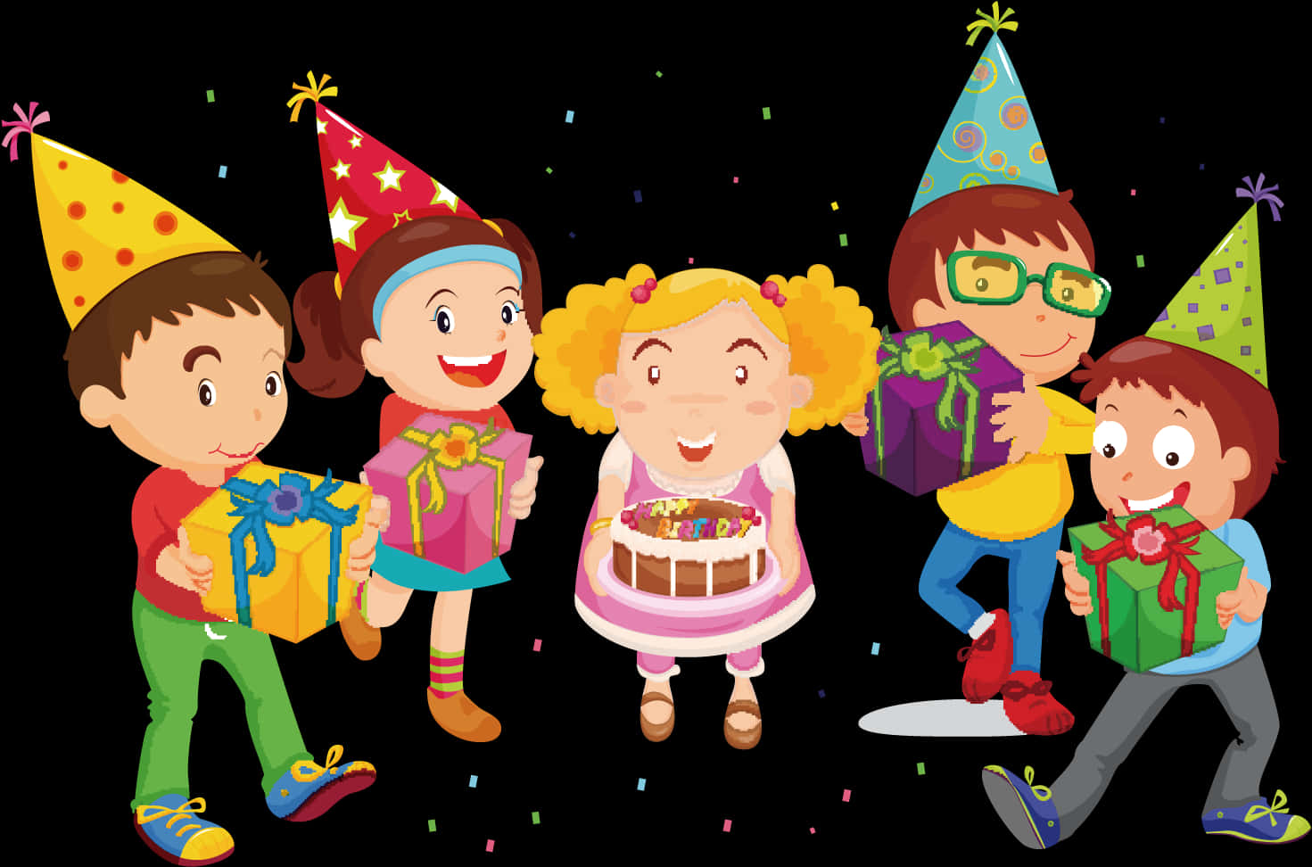 Animated Kids Birthday Celebration PNG Image