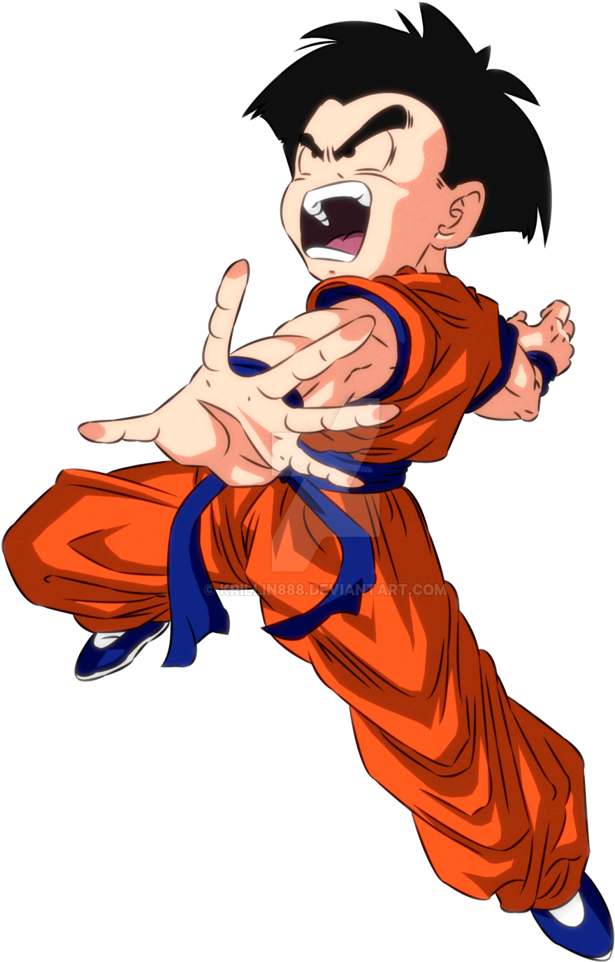 Animated Krillin Action Pose PNG Image