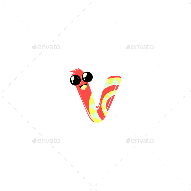 Animated Letter V Character PNG Image