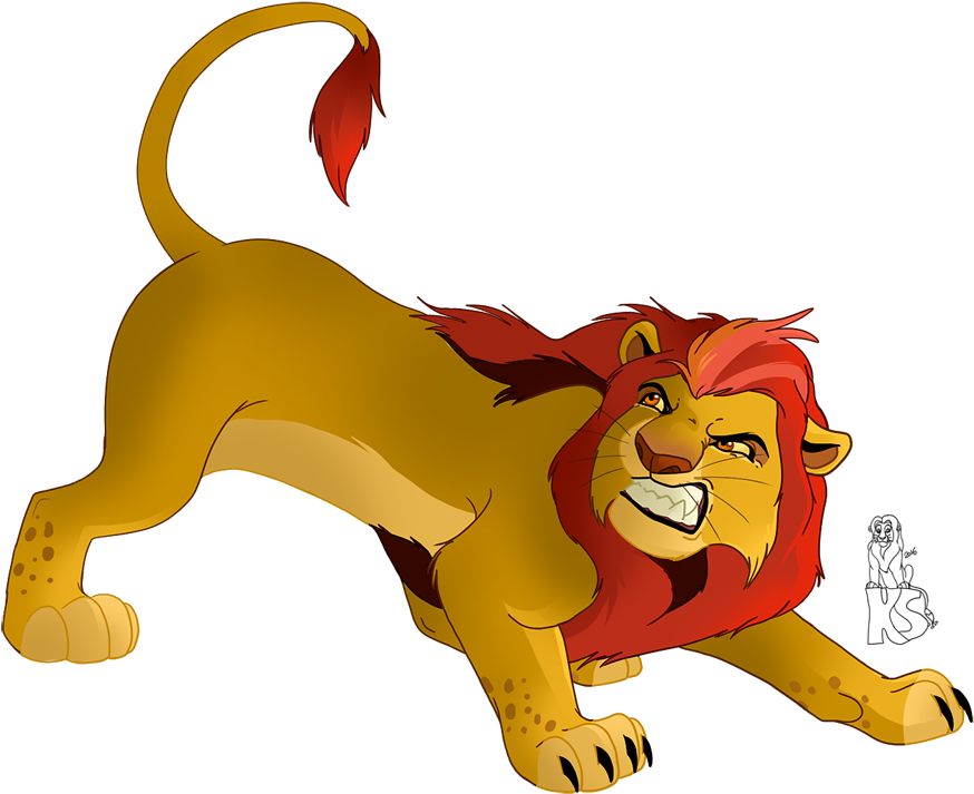 Animated Lion Character Prowling PNG Image