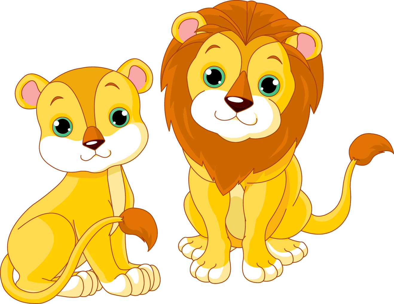 Animated Lionand Lioness Friends PNG Image