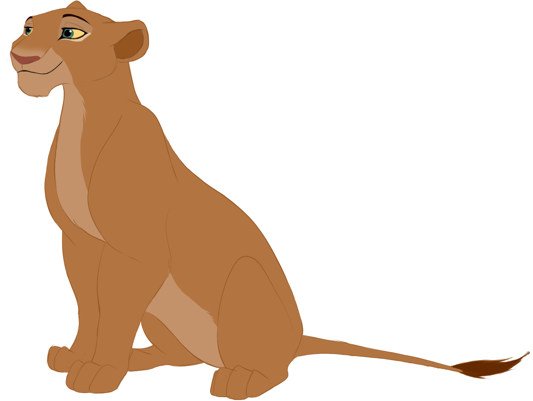 Animated Lioness Sitting Pose PNG Image