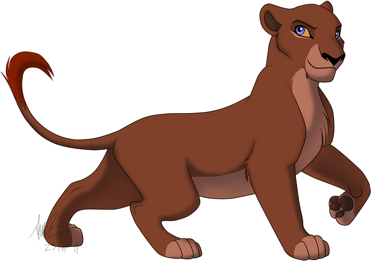 Animated Lioness Striding PNG Image