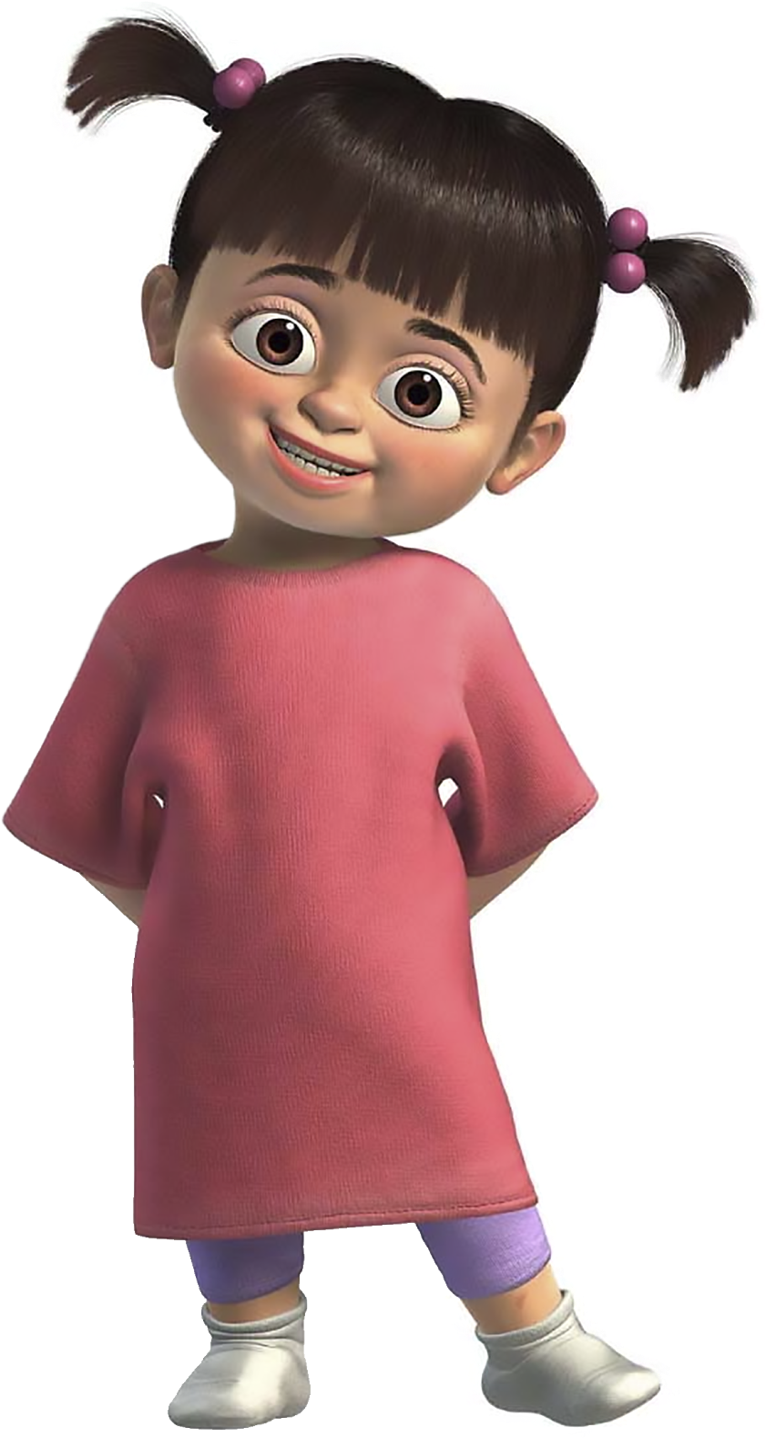 Animated Little Girl Pink Dress PNG Image