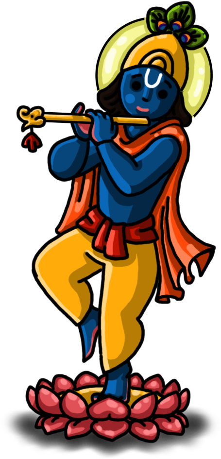 Animated Lord Krishna Playing Flute PNG Image