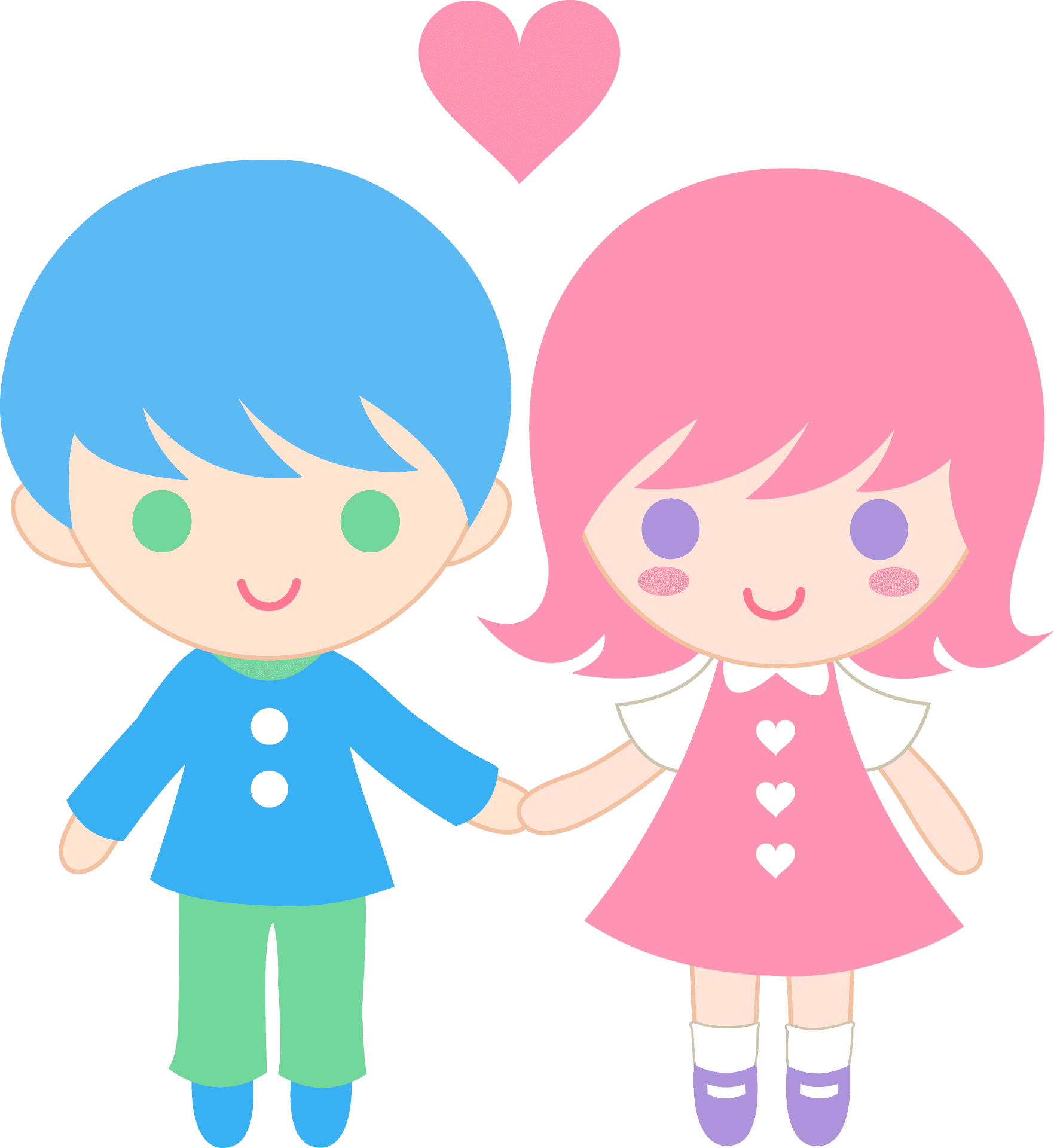 Animated Love Couple Holding Hands PNG Image