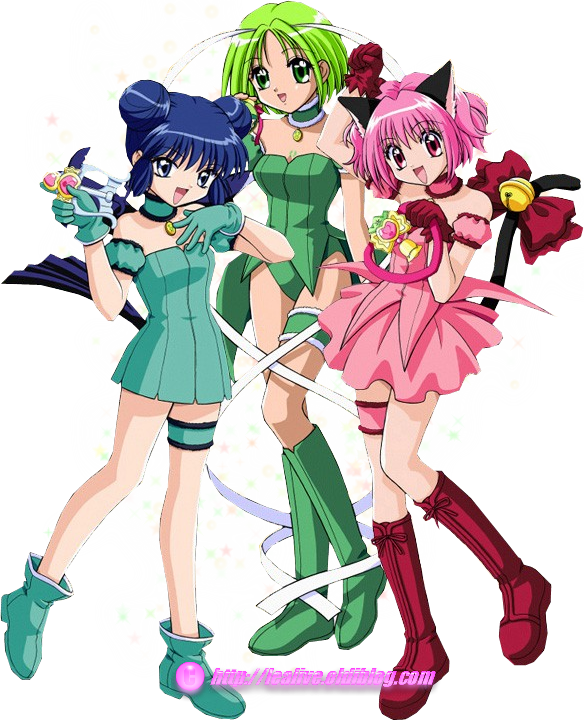 Animated Magical Girls Group Pose PNG Image