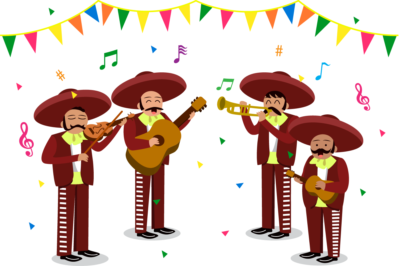 Animated Mariachi Band Celebration PNG Image